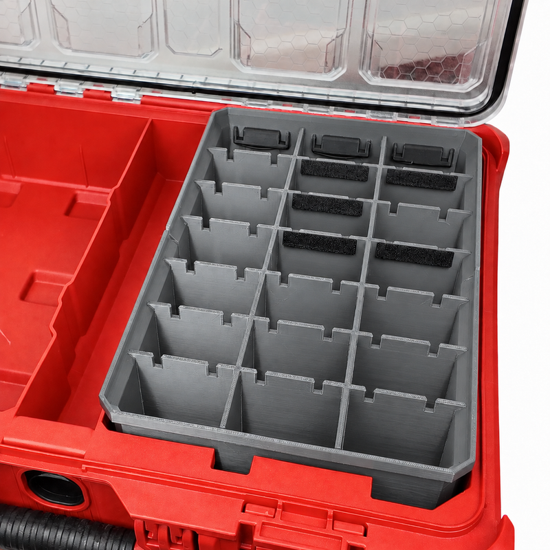 Gray colour variant — Milwaukee Packout Bin Insert — Small Parts Organiser Insert for Compact Organiser (48-22-8435) & Packout Organiser (48-22-8430)