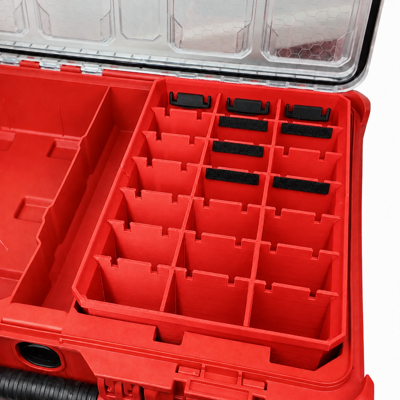 Red colour variant — Milwaukee Packout Bin Insert — Small Parts Organiser Insert for Compact Organiser (48-22-8435) & Packout Organiser (48-22-8430)