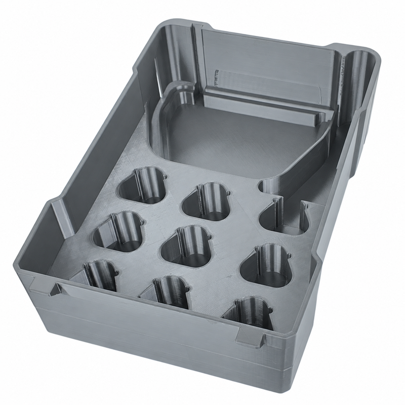 Gray colour variant — Milwaukee Packout Insert — M12 Charger 48-59-2401 + 9 CP Battery Slots (Fits 48-22-8435)