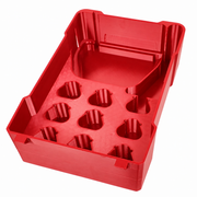Red colour variant — Milwaukee Packout Insert — M12 Charger 48-59-2401 + 9 CP Battery Slots (Fits 48-22-8435)