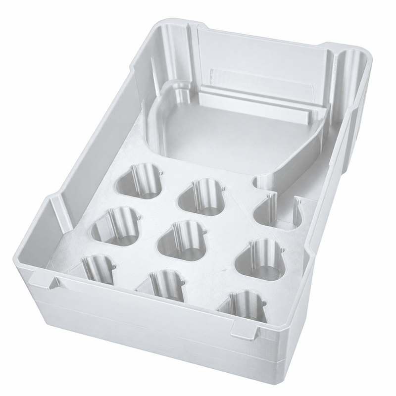 White colour variant — Milwaukee Packout Insert — M12 Charger 48-59-2401 + 9 CP Battery Slots (Fits 48-22-8435)