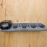 10-slot Gray colour variant — AEG 18V Wall Mounted Battery Holder — 4x or 6x Foot-Mount Wall Rack