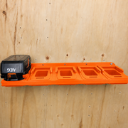 10-slot Orange colour variant — AEG 18V Wall Mounted Battery Holder — 4x or 6x Foot-Mount Wall Rack
