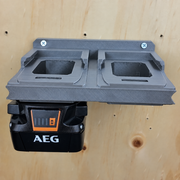 4-slot Gray colour variant — AEG 18V Wall Mounted Battery Holder — 4x or 6x Foot-Mount Wall Rack