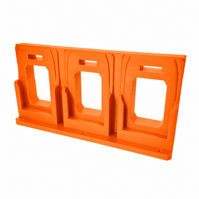 6-slot Orange colour variant — AEG 18V Wall Mounted Battery Holder — 4x or 6x Foot-Mount Wall Rack