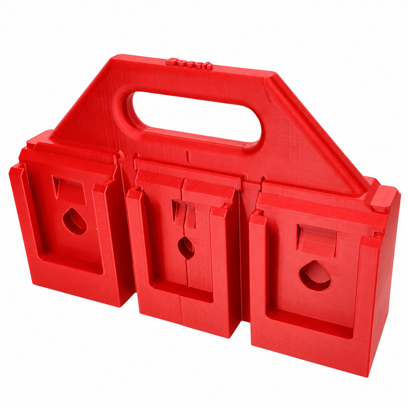 6 slot Red colour variant — Bosch 18V Battery Carry Caddy — 4-Slot or 6-Slot (PETG, Australian Made)