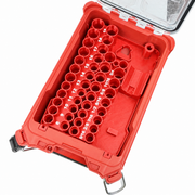 Red colour variant — Milwaukee M12 Ratchet + 43pc Impact Socket Packout Insert — Fits Compact Organiser 48-22-8435 (PETG, Australian Made)