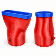 Red Circular and Wide nozzle bodies with blue outlet bumpers for Makita DUB184Z; two-nozzle set