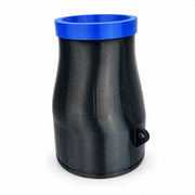 Circular black blower nozzle with blue bumper for Makita DUB184Z, standalone assembly, view 0356