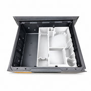 White Milwaukee M12C4PLA0C laser insert and lift-out tray in ToughBuilt StackTech TB-B1-D-72 drawer; drawer excluded
