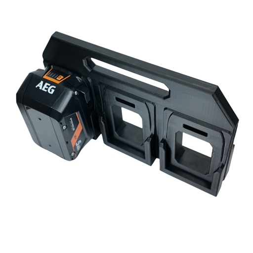 AEG 18V battery caddy, single-piece PETG holder for AEG 18V packs, Australian made