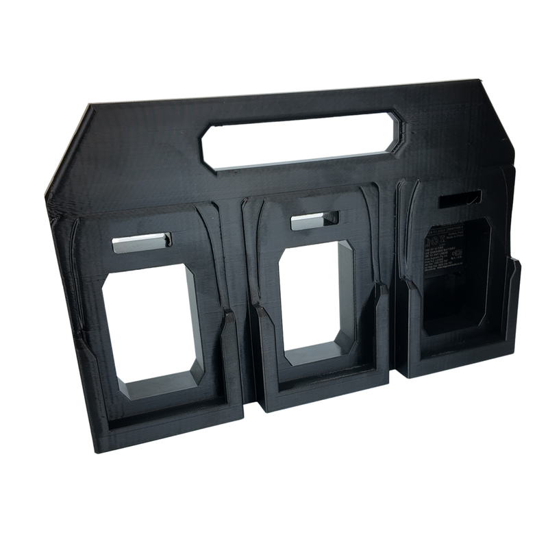 Six-slot AEG 18V battery caddy for storing AEG 18V packs