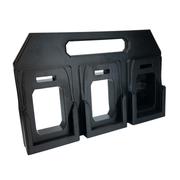 Angled view of the AEG 18V battery caddy, 3D printed in PETG