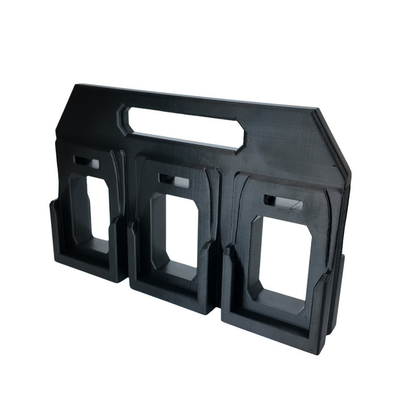 Close-up of a battery slot rail on the AEG 18V caddy