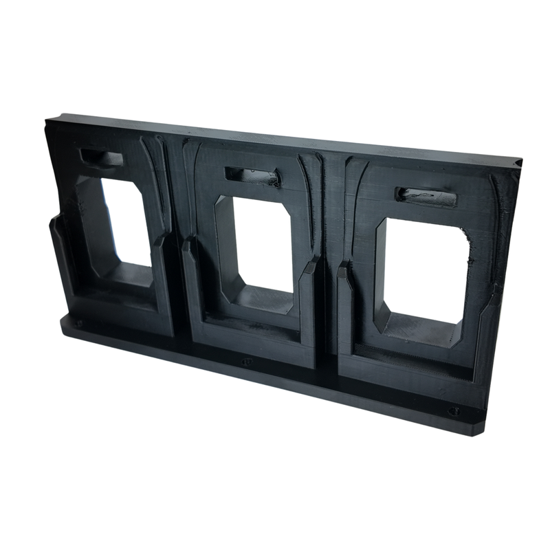 Four-slot AEG 18V wall rack with batteries fitted