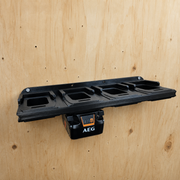 AEG 18V foot-mount battery wall rack, Australian made in tough PETG