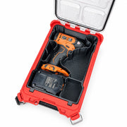 AEG A18IDB30 impact driver and battery insert for Milwaukee PACKOUT Compact Organiser, shown with example equipment; insert only, view 0334