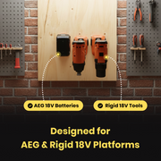 AEG RIDGID 18V tool and battery wall mount holders, Australian made 3D printed tool storage – photo 3