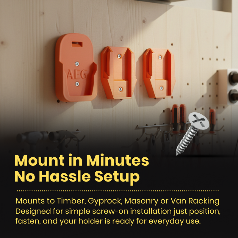 AEG RIDGID 18V tool and battery wall mount holders, Australian made 3D printed tool storage – photo 5