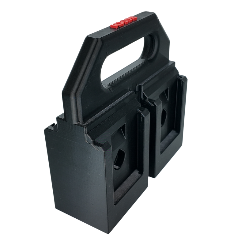 Empty Bosch 18V battery caddy showing the moulded slots