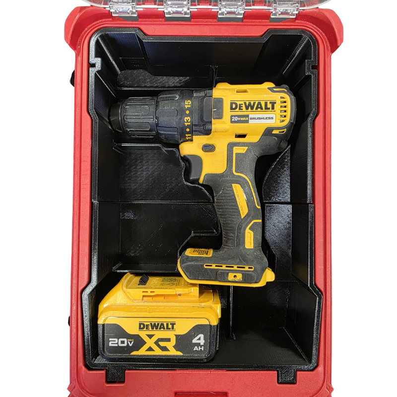 DeWalt drill and battery Packout insert for Milwaukee 48-22-8435