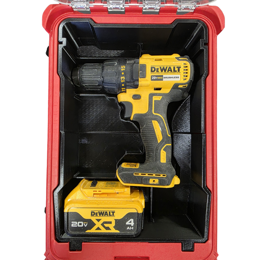 DeWalt drill and battery Packout insert for Milwaukee 48-22-8435