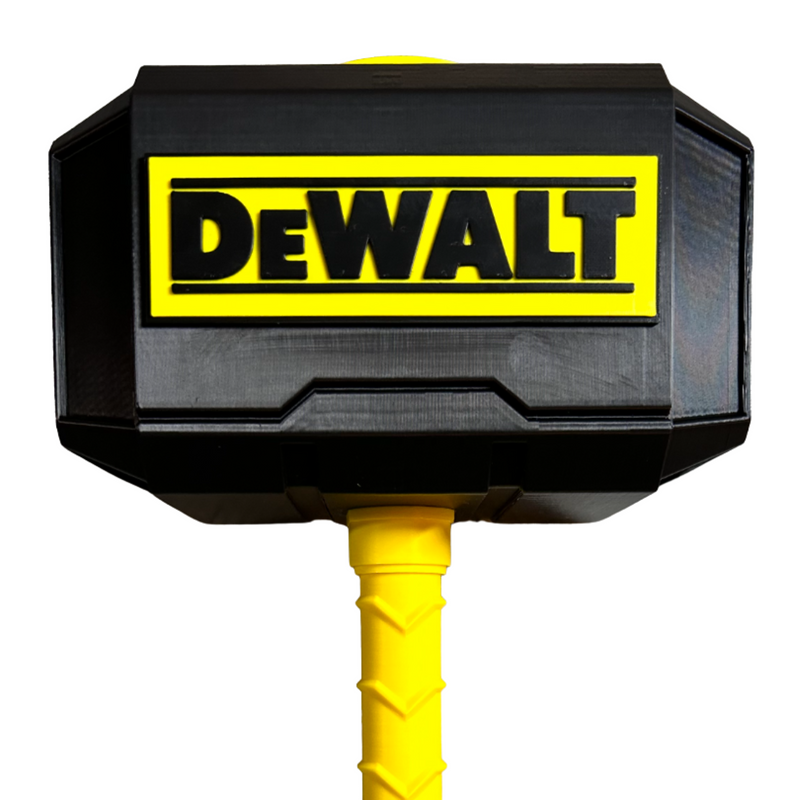 DeWalt style Thor hammer display piece in black and yellow, Australian made