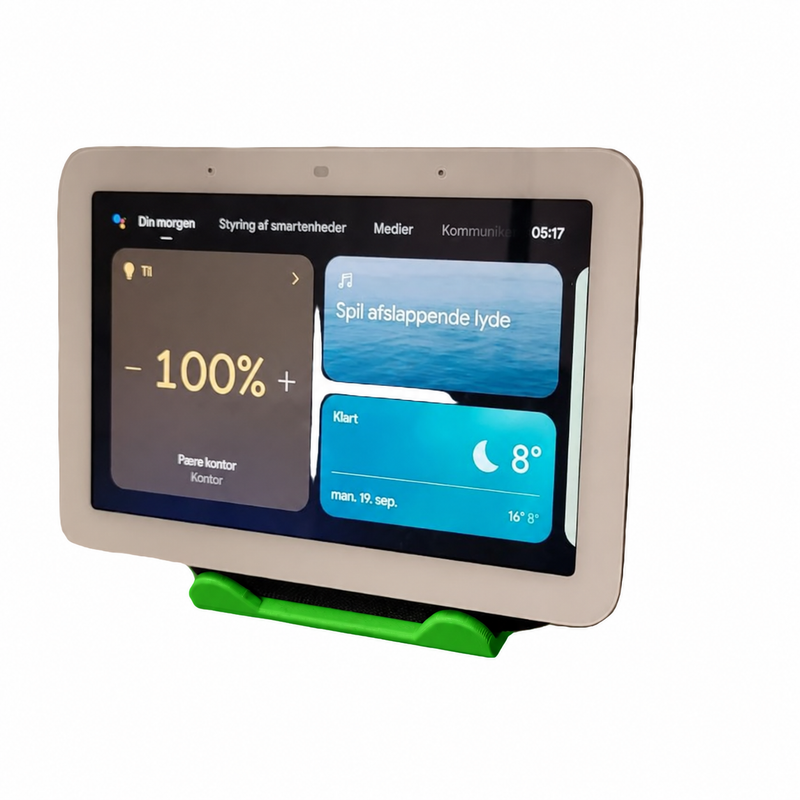 Google Nest Hub V2 wall mount in green, with Nest Hub fitted