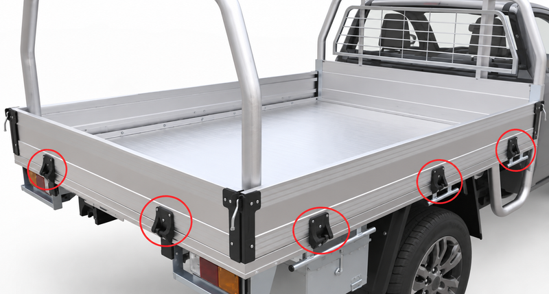 Tray Hinge Kit for Toyota Hilux 2011-On Alloy Tray – Upper & Lower, Australian Made