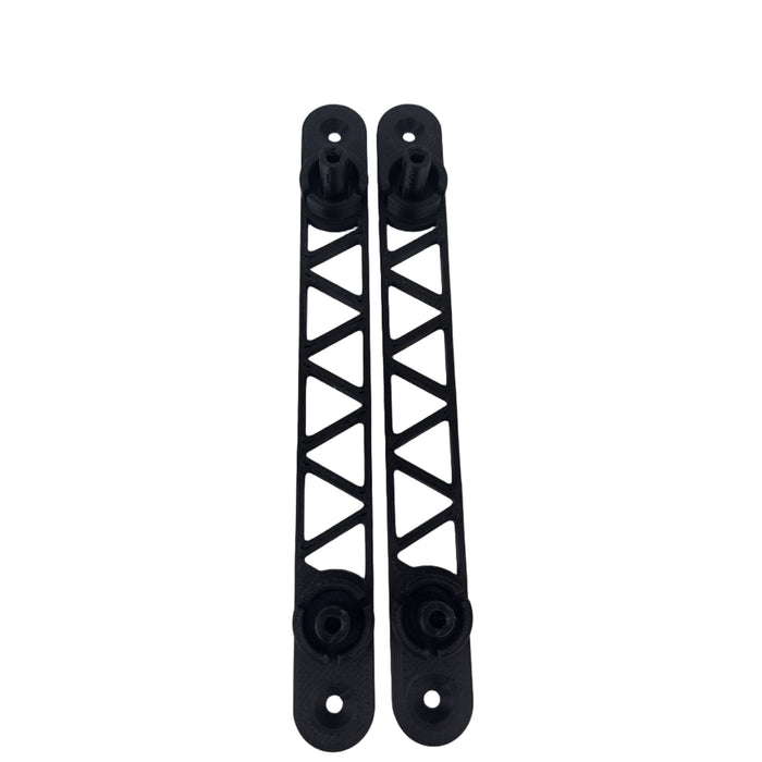 Black metal straps with lattice design on a white background