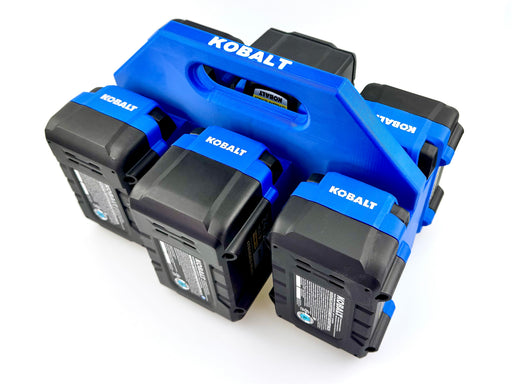 Kobalt 24V battery caddy 4 or 6 pack latching carrier, Australian made PETG