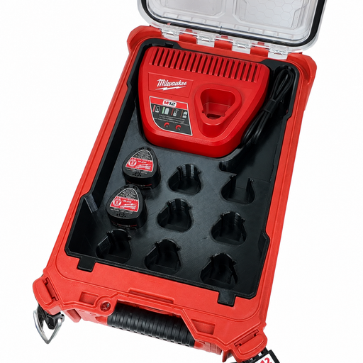 Milwaukee Packout insert for M12 charger 48-59-2401 plus 9 CP battery slots