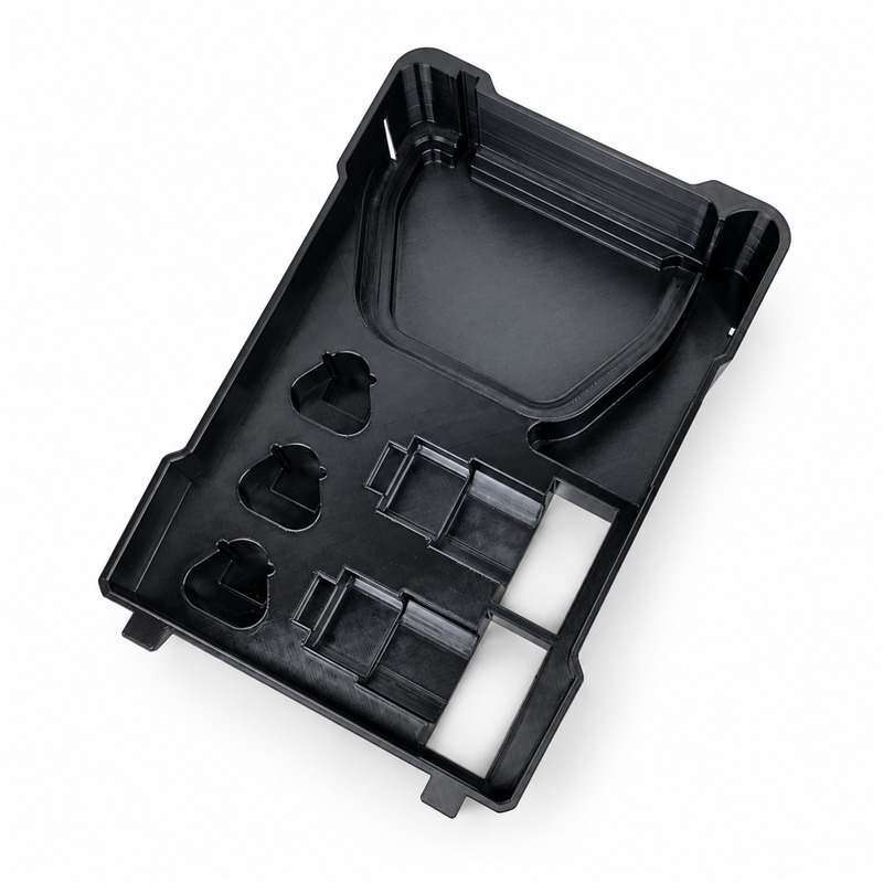Full-height M12 charger and battery insert, overhead view