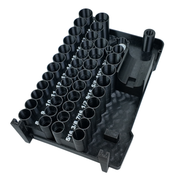 Angled view of the M12 ratchet plus 43pc socket Compact Organiser insert