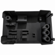 Black M12 stubby impact and ratchet organiser insert for Milwaukee PACKOUT 48-22-8435, empty two-piece insert.