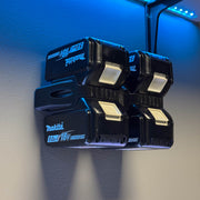 Makita 18V quad battery wall holder for 4 batteries, Australian made PETG