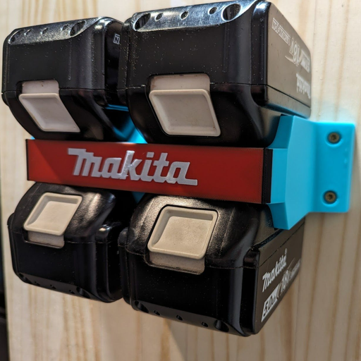 Makita 4x 18V battery wall mount, Australian made 3D printed storage