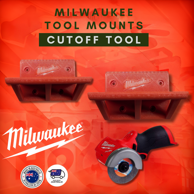 Milwaukee cutoff tool wall mount in red black or grey, Australian made 3D printed – photo 3