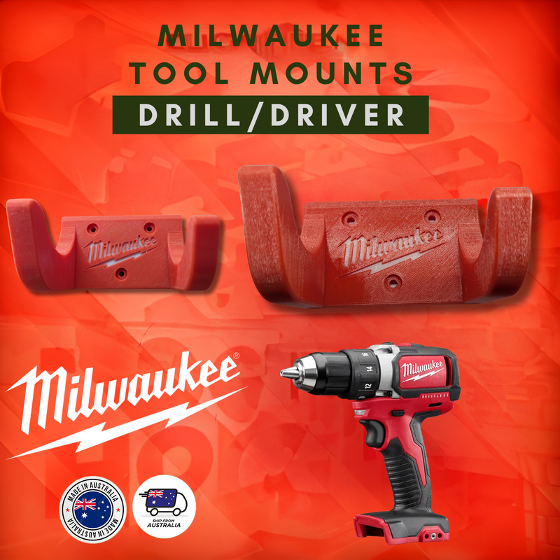 Milwaukee drill driver wall mount in red black or grey, Australian made 3D printed – photo 3