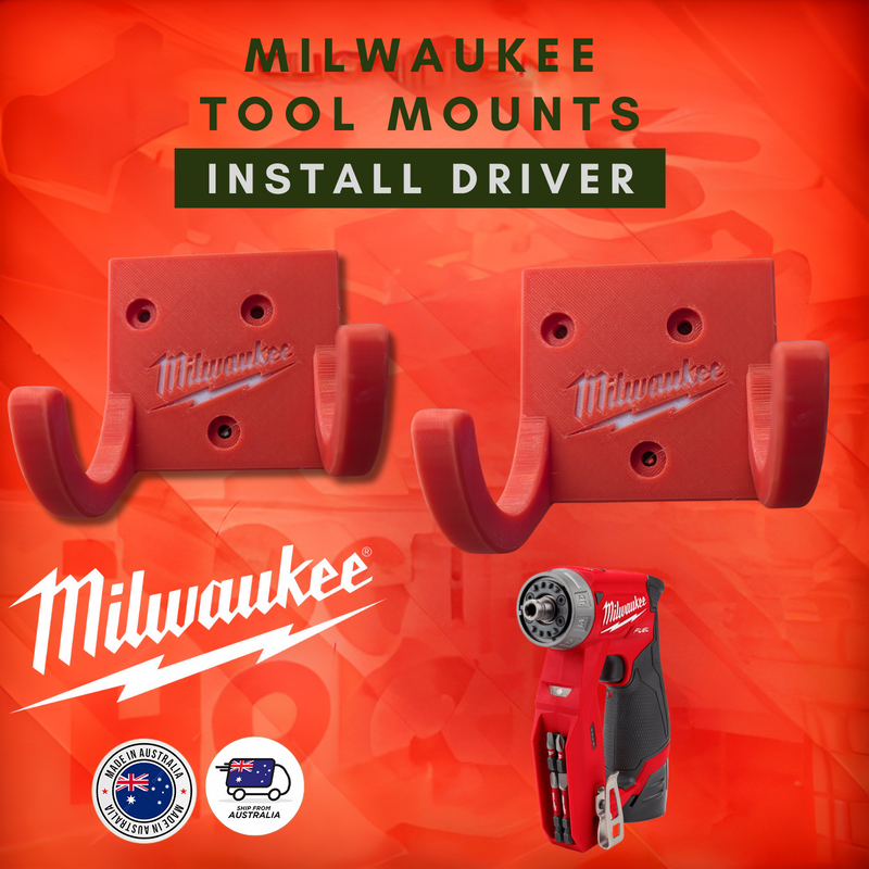 Milwaukee installation driver wall mount in red or black, Australian made 3D printed – photo 3