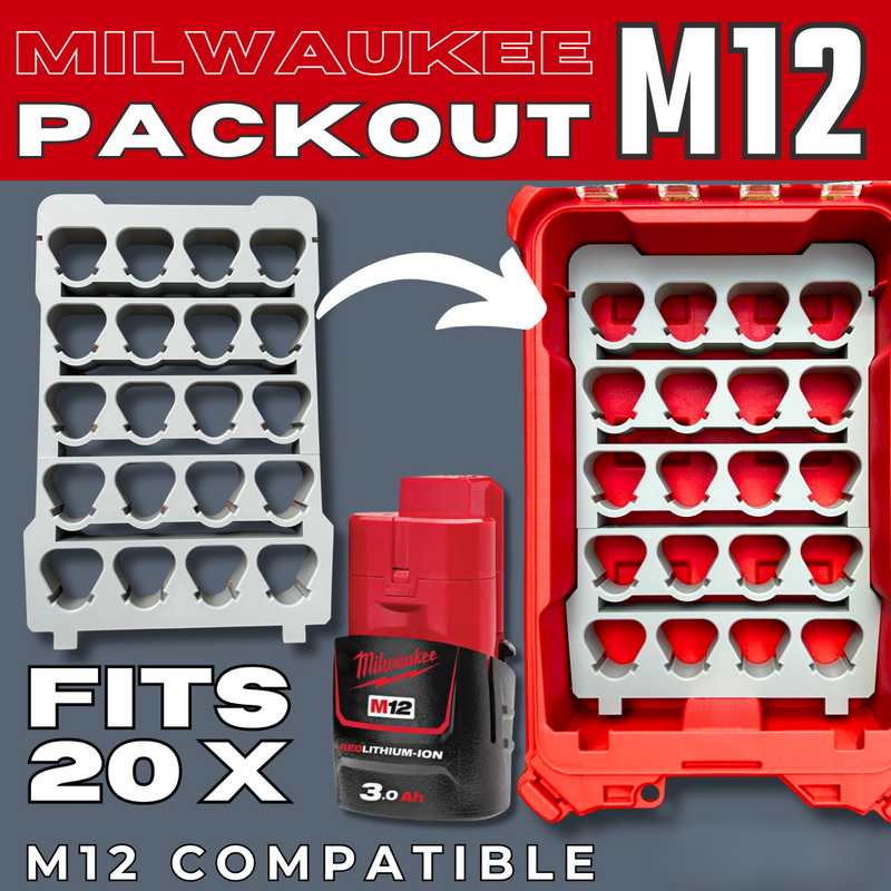 Milwaukee M12 20 slot battery Packout insert – photo 2