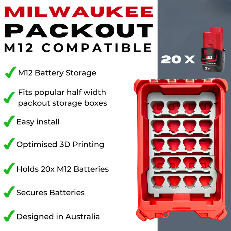 Milwaukee M12 20 slot battery Packout insert – photo 3