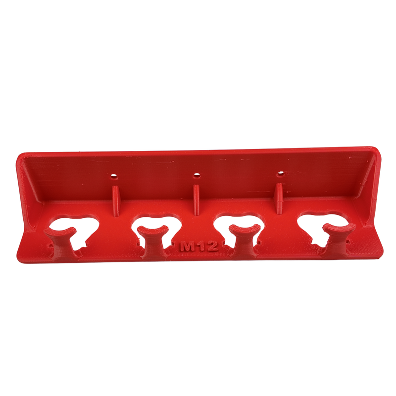 Milwaukee M12 battery holder 4 slot wall mount, Australian made 3D printed PETG battery storage