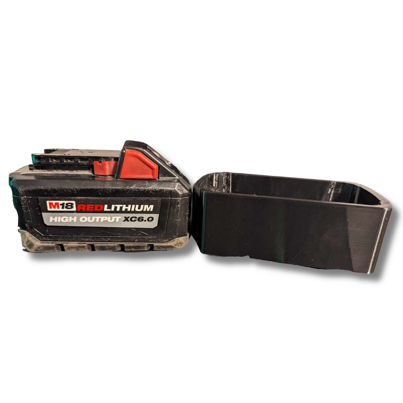 Rubberised magnetic base cover for Milwaukee M12 and M18 battery packs, 3D printed in Australia