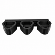 Milwaukee M12 triple battery wall mount in black — empty 3D printed mount, front view