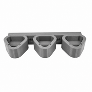 Milwaukee M12 triple battery wall mount in grey — empty 3D printed mount, front view