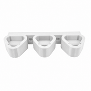 Milwaukee M12 triple battery wall mount in white — empty 3D printed mount, front view
