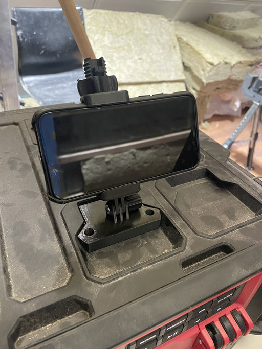 Milwaukee Packout phone holder with adjustable tilt, Australian made 3D printed