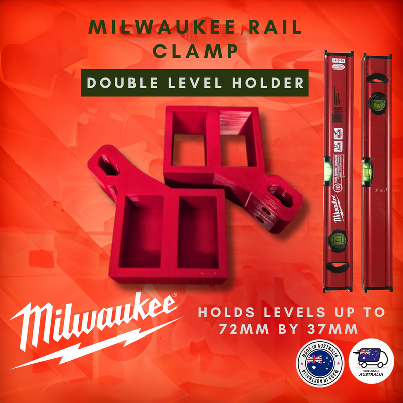 Milwaukee Packout rail clamp level holder, Australian made 3D printed accessory – photo 3