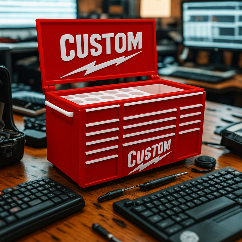 Mini tool chest pen holder with custom text, Australian made – photo 2